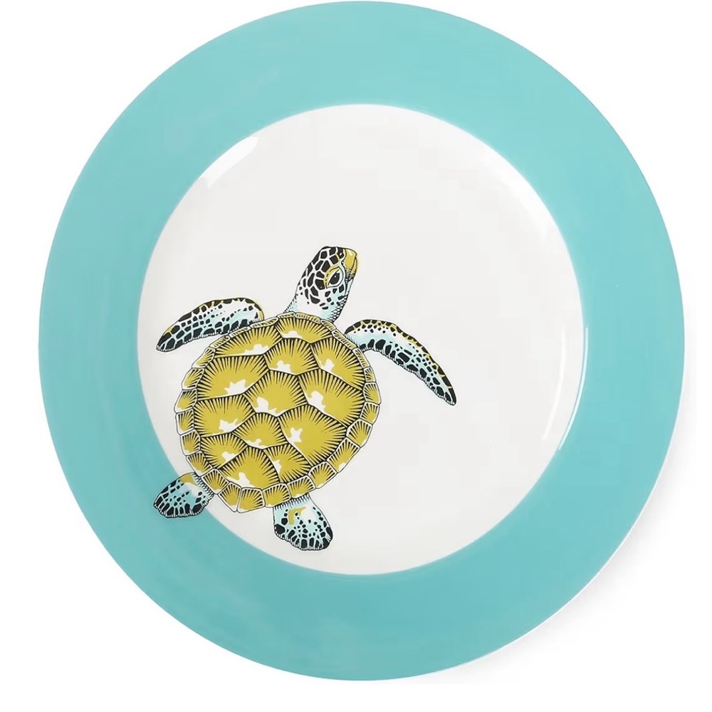 Jersey Pottery Sea Turtle Aqua Dinner Plate